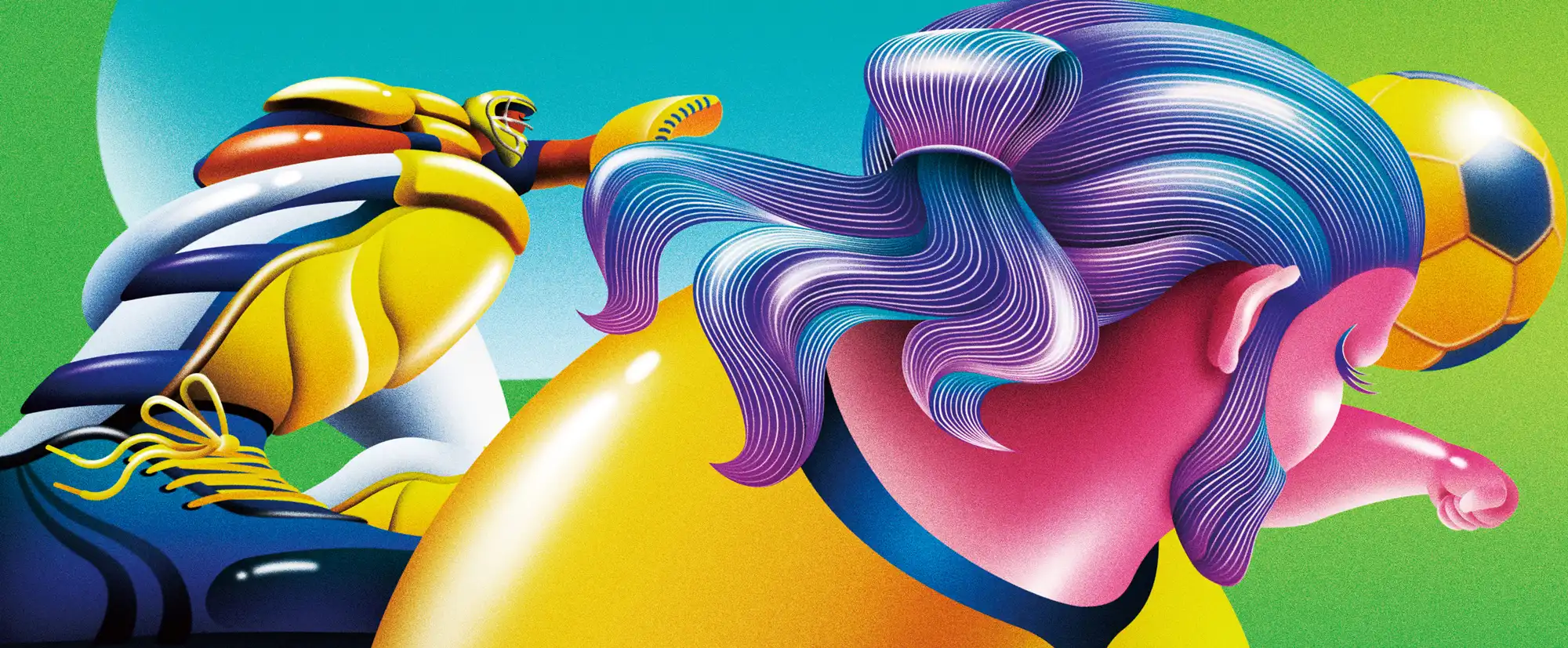 「Number」連載ページ「海外の現場から」　イラストレーション 　MLBとFOOTBALL