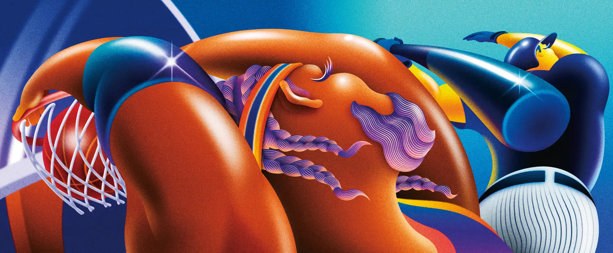 「Number」連載ページ「海外の現場から」　イラストレーション 　MLBとNBA